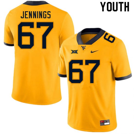 Youth West Virginia Mountaineers NCAA #67 Chez Jennings Gold Authentic Nike Stitched College Football Jersey LY15Z75IN